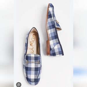 Blue Plaid Women's Loafers - Quilted Slip-On Fashion